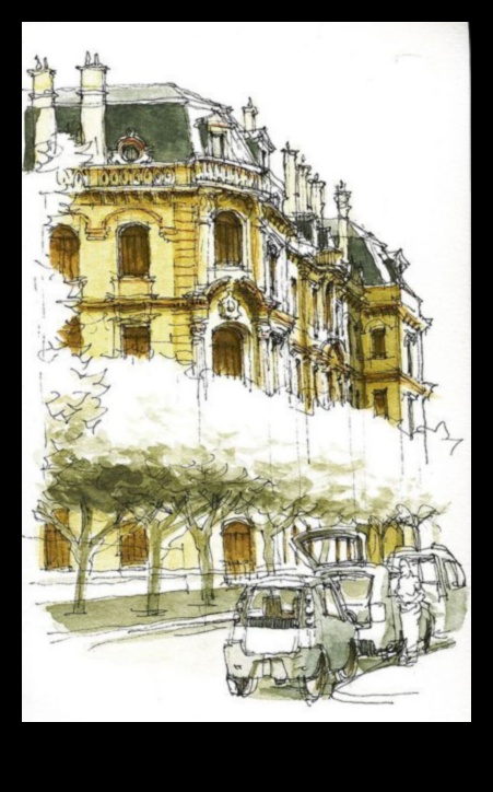 Arhitektūras pārdomas: Ēku zīmēšana akvarelī