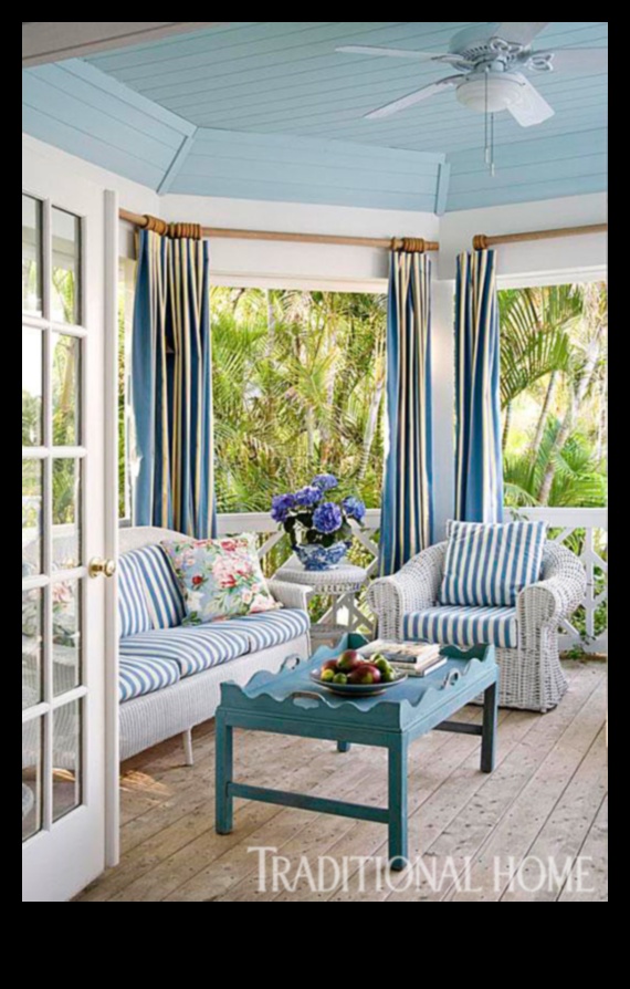 Kādi ir daži galvenie padomi, kā izrotāt āra atpūtas zonu ar jūras pieskaņām?