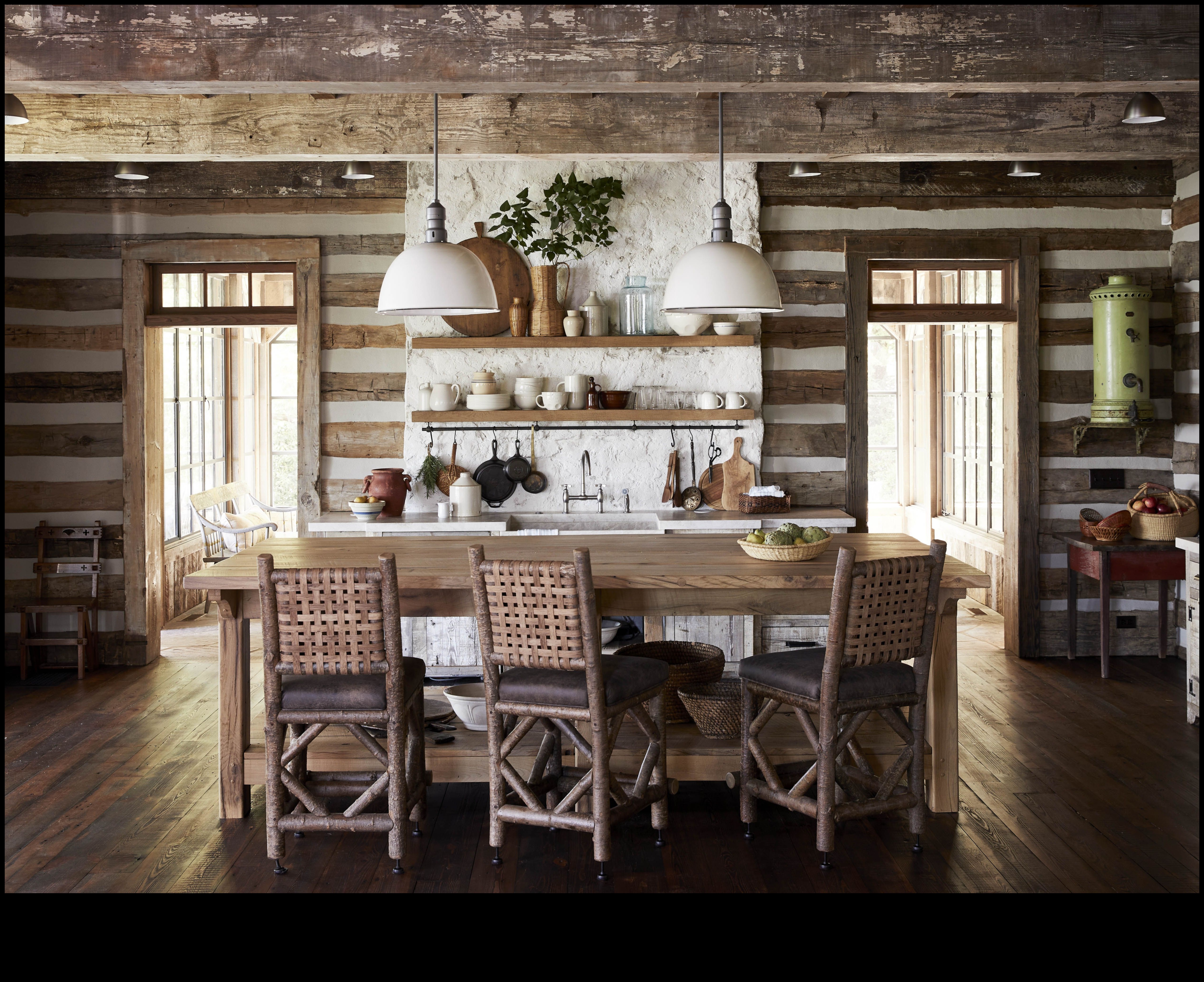 Lauku stila virtuves dekors burvīgai gaisotnei